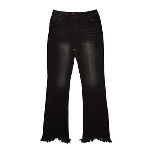 KANCAN $74 High Rise Black Wash Frayed Hem Bootcut Jean Stretch Denim Size 30